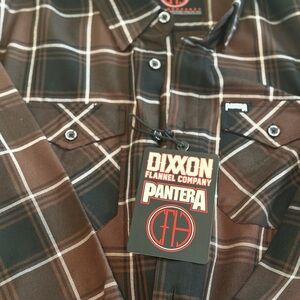 DIXXON PANTERA CFH Men's Black and Brown Plaid Button Down Shirt